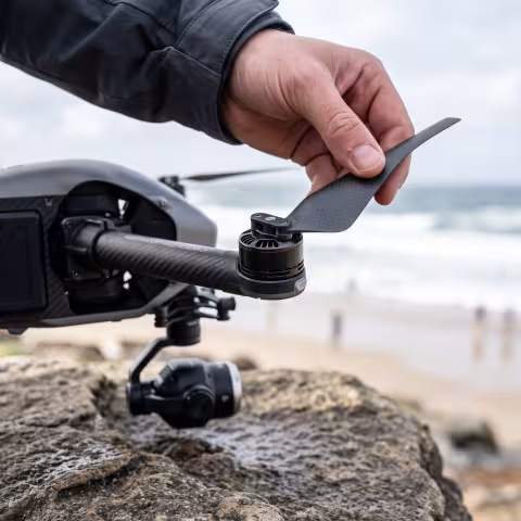 Survey drone rotor detail, macro — Course imagery, remote sensing.